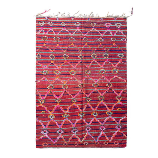Tapis Kilim Rouge Fait Main - Motifs Berbères Authentiques Tapis Kilim Rouge Fait Main - Motifs Berbères Authentiques
