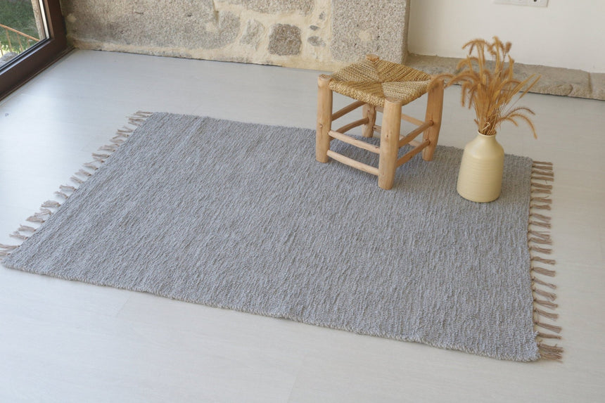 Tapis naturel en coton recyclé tissé à la main - AFKliving